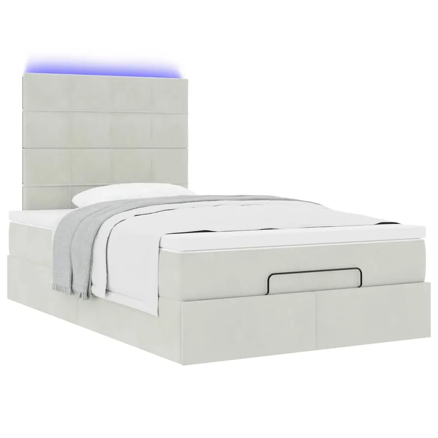 Cadre de lit ottoman avec matelas gris clair 120x190 cm velours - 6