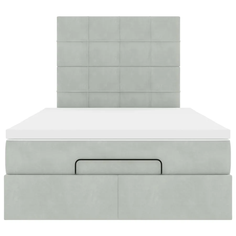 Cadre de lit ottoman avec matelas gris clair 120x190 cm velours - 8