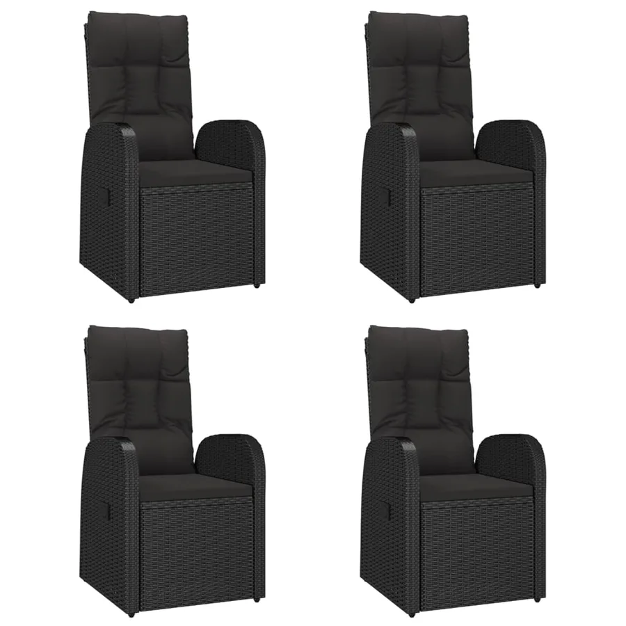 Ensemble à manger de jardin coussins 5pcs Noir Résine tressée - 4
