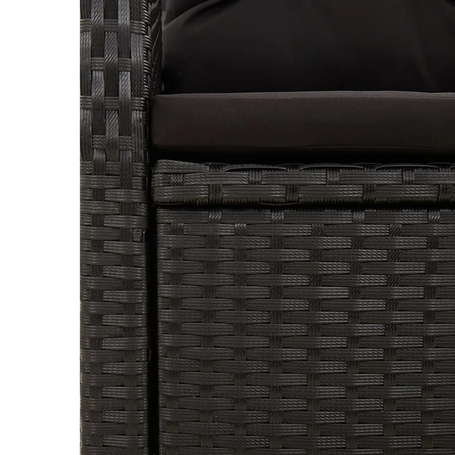 Ensemble à manger de jardin coussins 5pcs Noir Résine tressée - 7