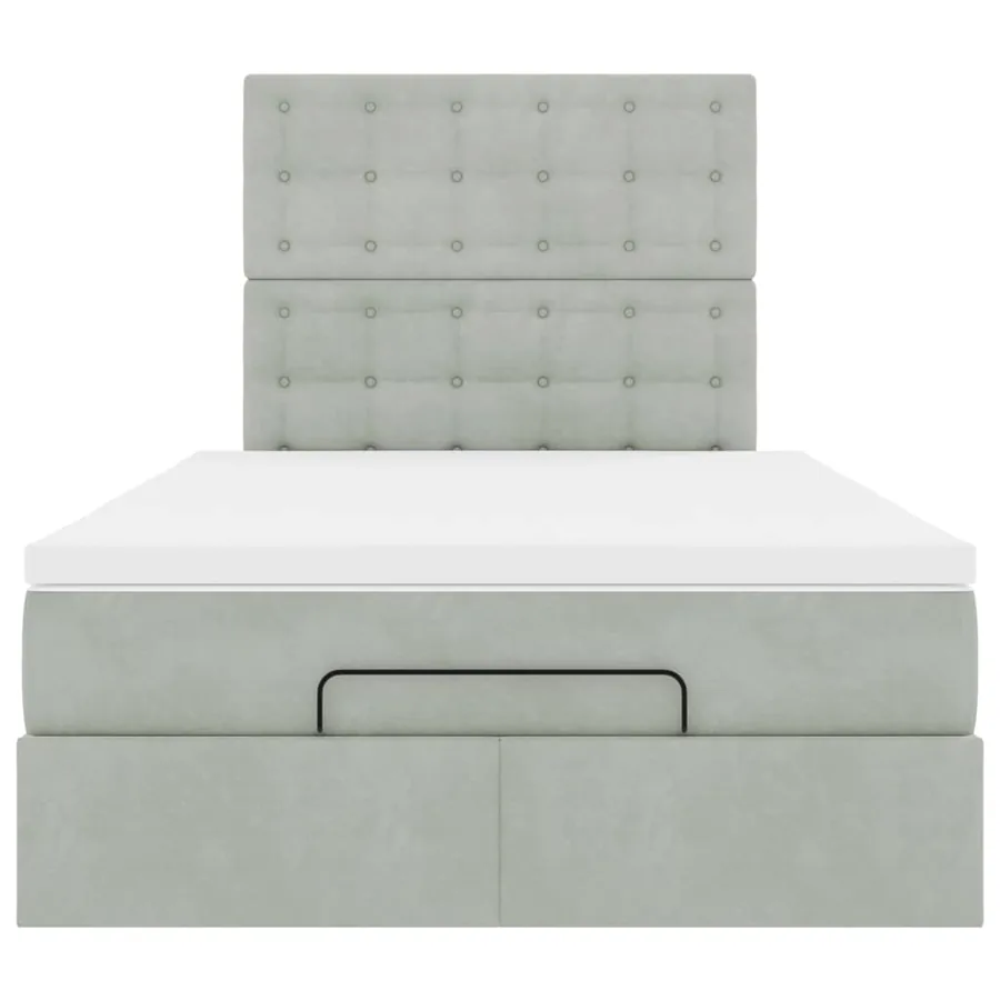 Cadre de lit ottoman et matelas gris clair 120x200 cm velours - 7