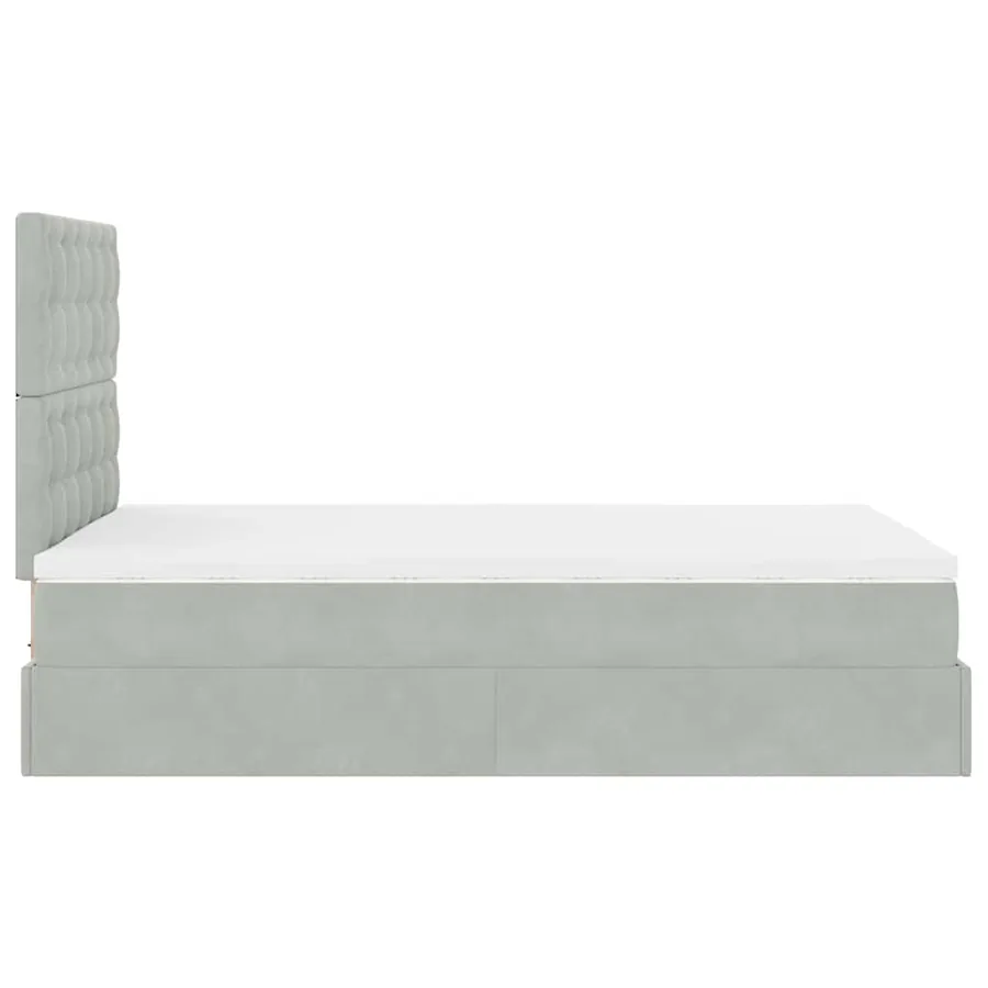 Cadre de lit ottoman et matelas gris clair 120x200 cm velours - 8