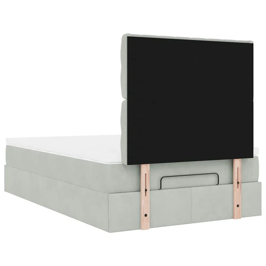 Cadre de lit ottoman et matelas gris clair 120x200 cm velours - 10