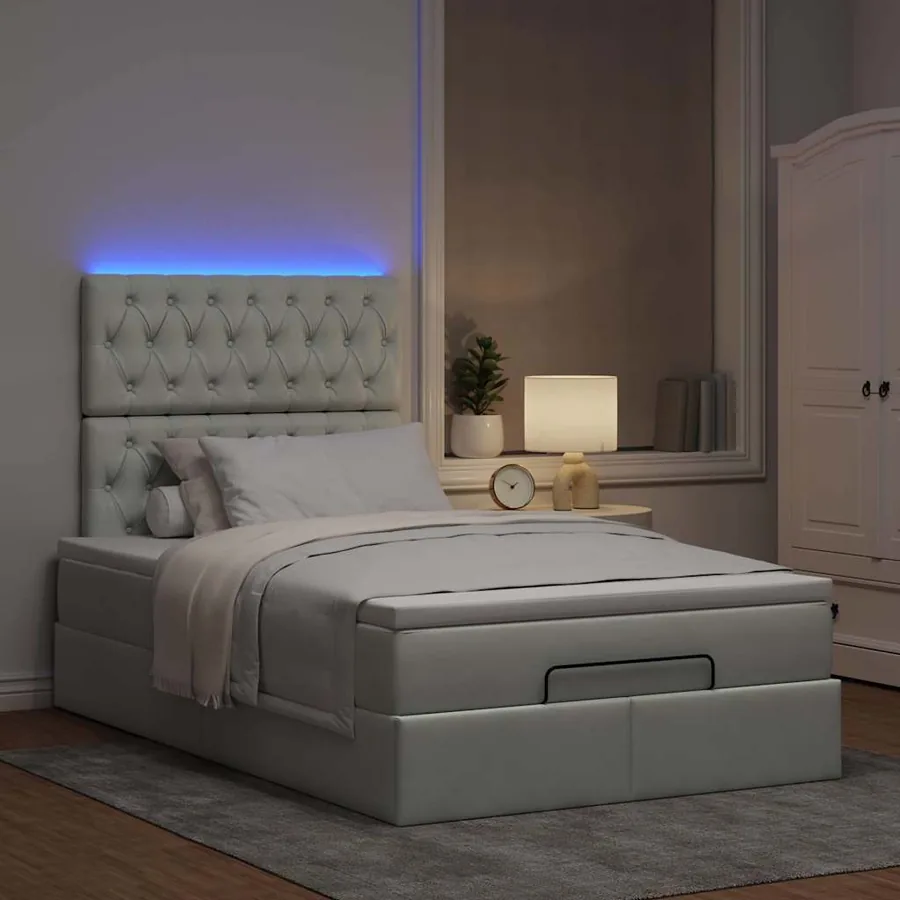 Cadre de lit ottoman et matelas gris clair 120x200 cm velours - 3