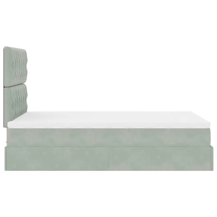 Cadre de lit ottoman et matelas gris clair 120x200 cm velours - 9