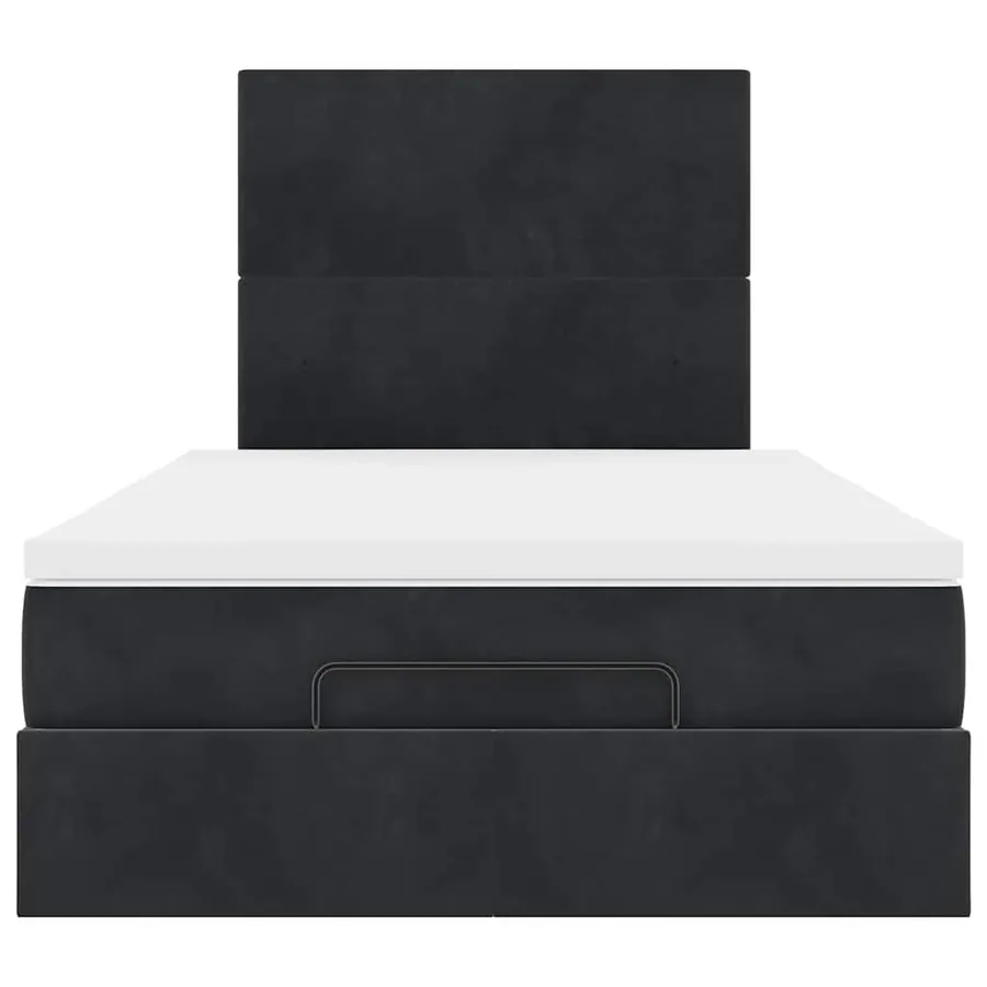 Cadre de lit ottoman avec matelas noir 120x190 cm velours - 13