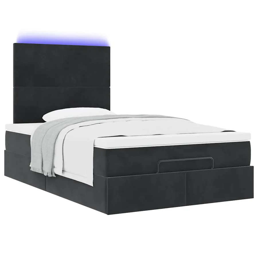Cadre de lit ottoman avec matelas noir 120x190 cm velours - 6