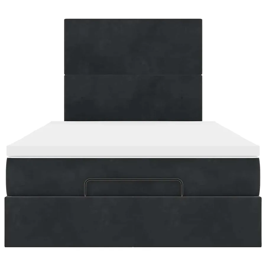 Cadre de lit ottoman avec matelas noir 120x190 cm velours - 8