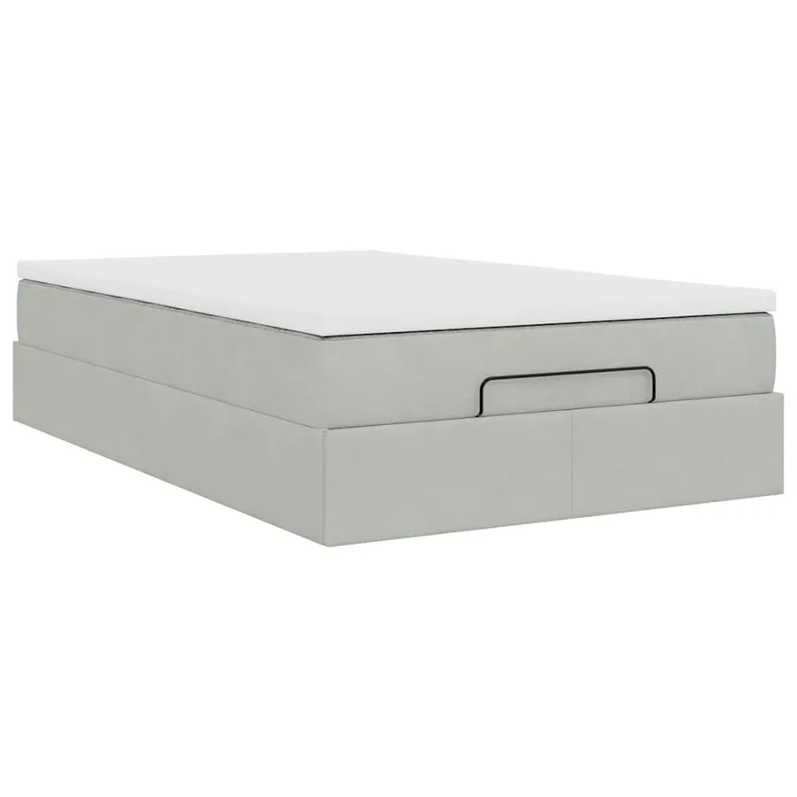 Lit ottoman avec matelas gris clair 120x190 cm velours - 10