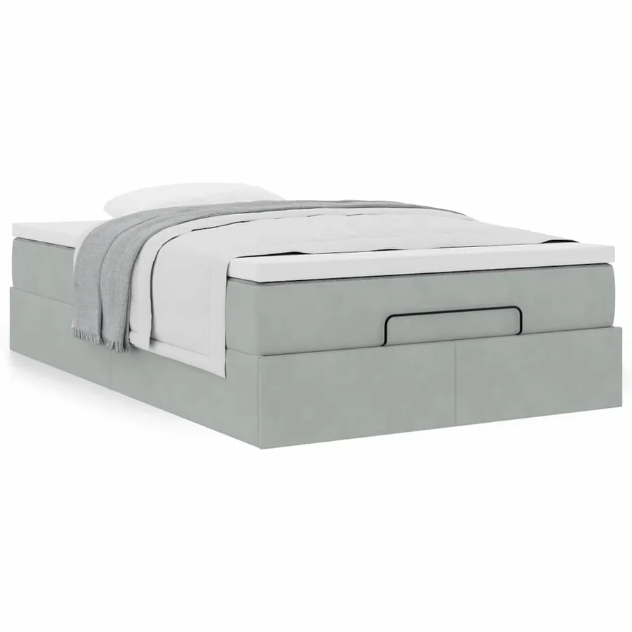 Lit ottoman avec matelas gris clair 120x190 cm velours - 4