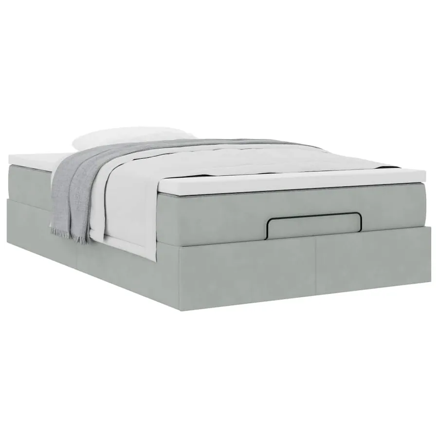 Lit ottoman avec matelas gris clair 120x190 cm velours - 5
