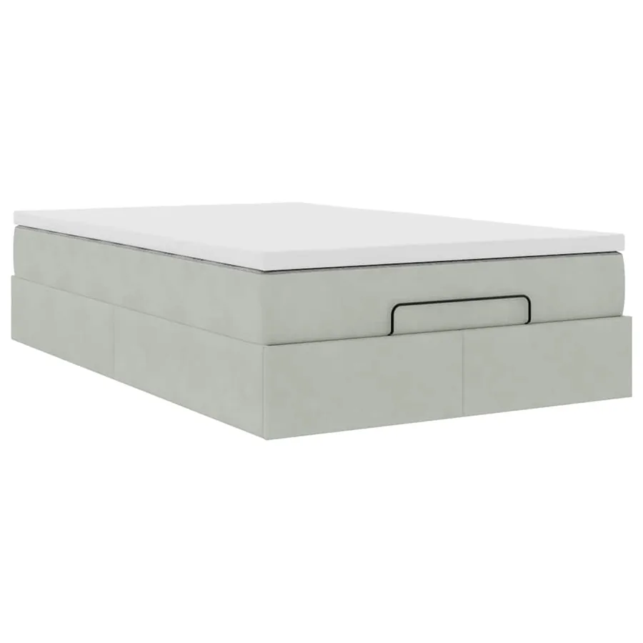 Lit ottoman avec matelas gris clair 120x190 cm velours - 6