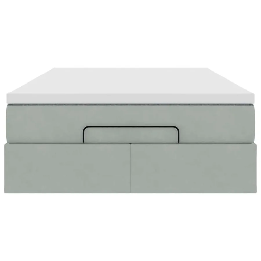 Lit ottoman avec matelas gris clair 120x190 cm velours - 7
