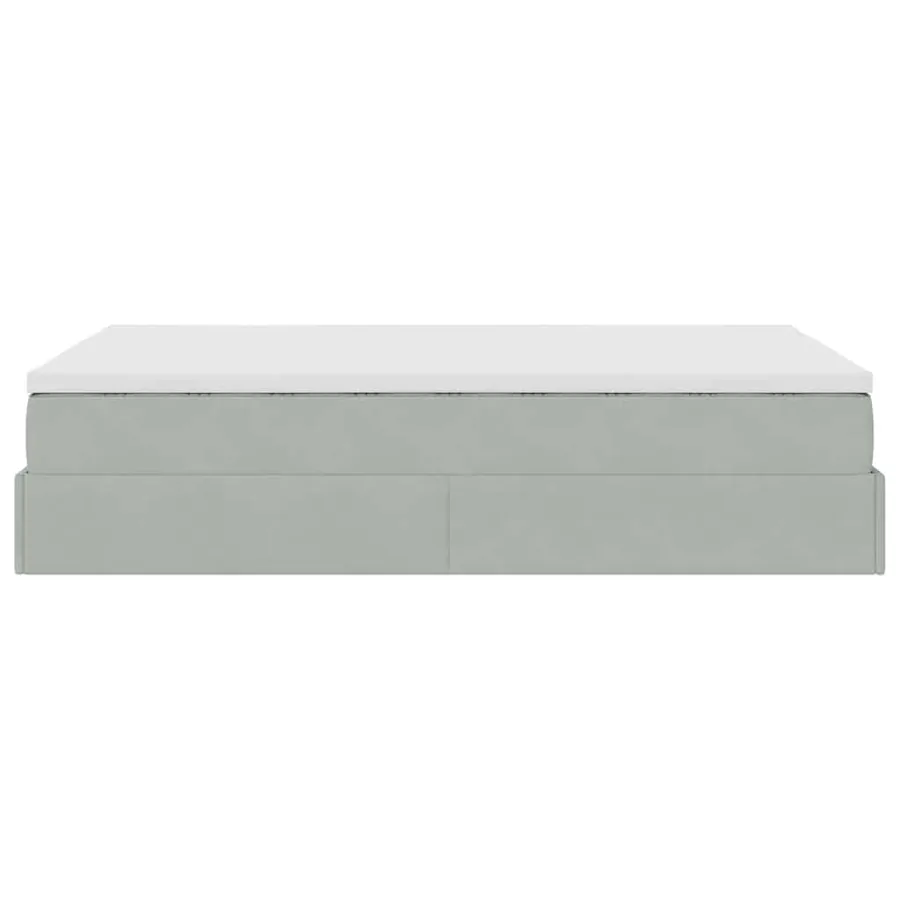 Lit ottoman avec matelas gris clair 120x190 cm velours - 9