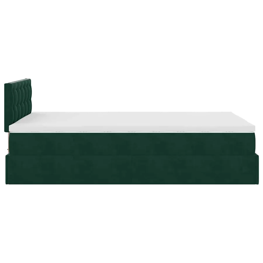 Lit ottoman avec matelas vert foncé 120x190 cm velours - 10