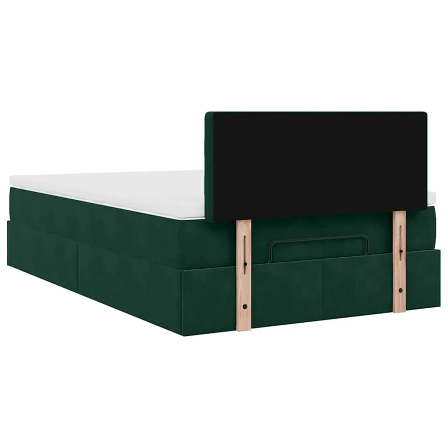 Lit ottoman avec matelas vert foncé 120x190 cm velours - 11