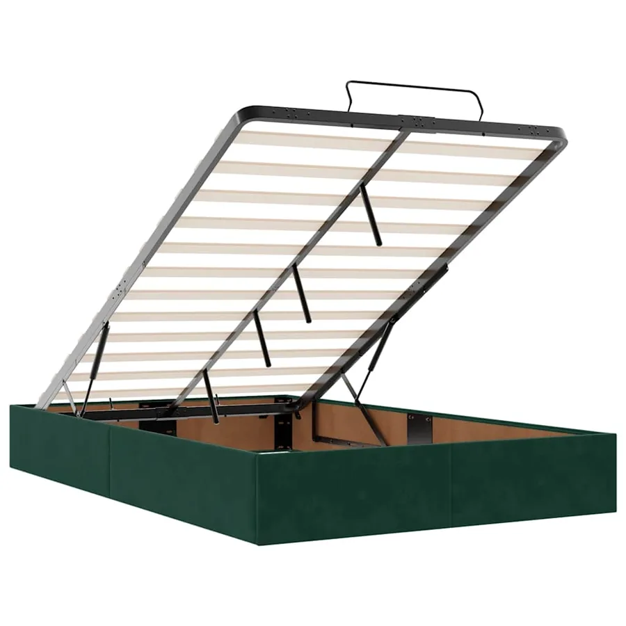 Lit ottoman avec matelas vert foncé 120x190 cm velours - 12