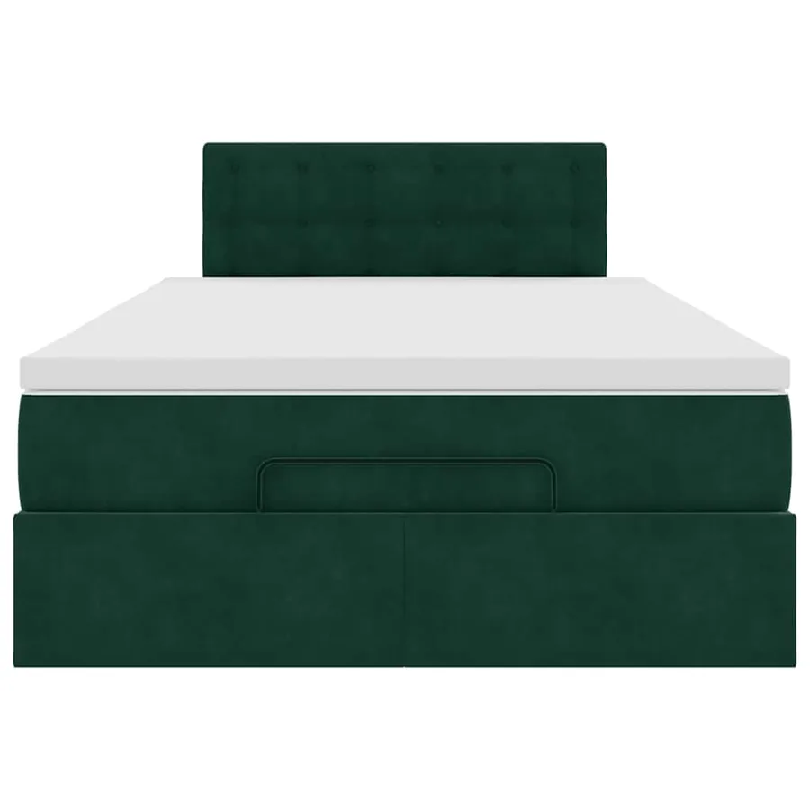 Lit ottoman avec matelas vert foncé 120x190 cm velours - 7