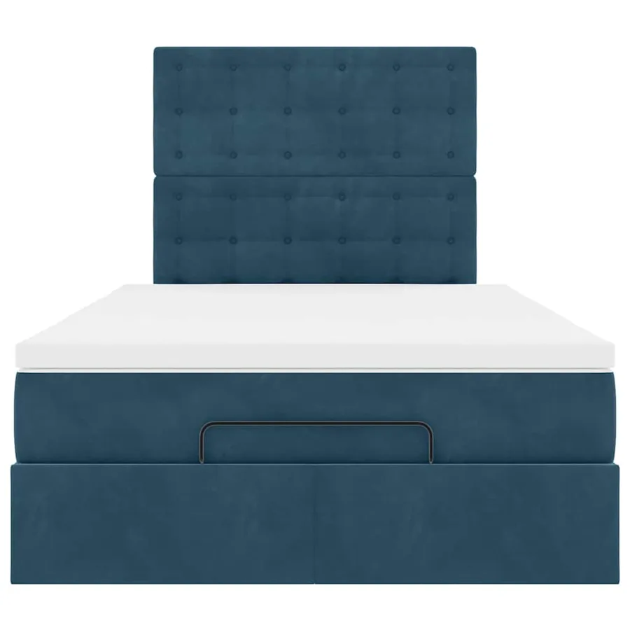 Cadre de lit ottoman avec matelas bleu foncé 120x190 cm velours - 8
