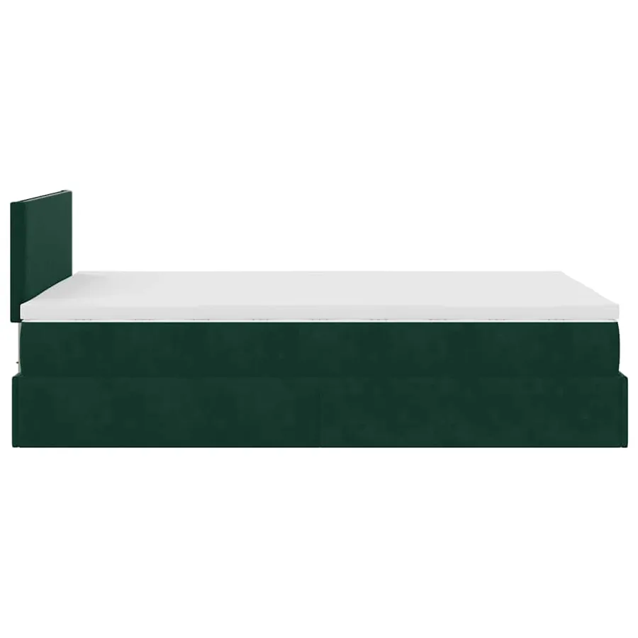 Lit ottoman avec matelas et LED vert foncé 90x200cm velours - 11