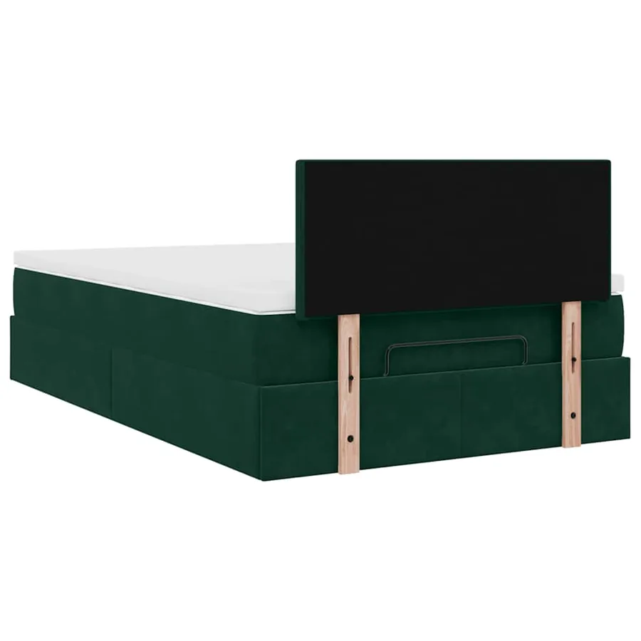 Lit ottoman avec matelas et LED vert foncé 90x200cm velours - 12