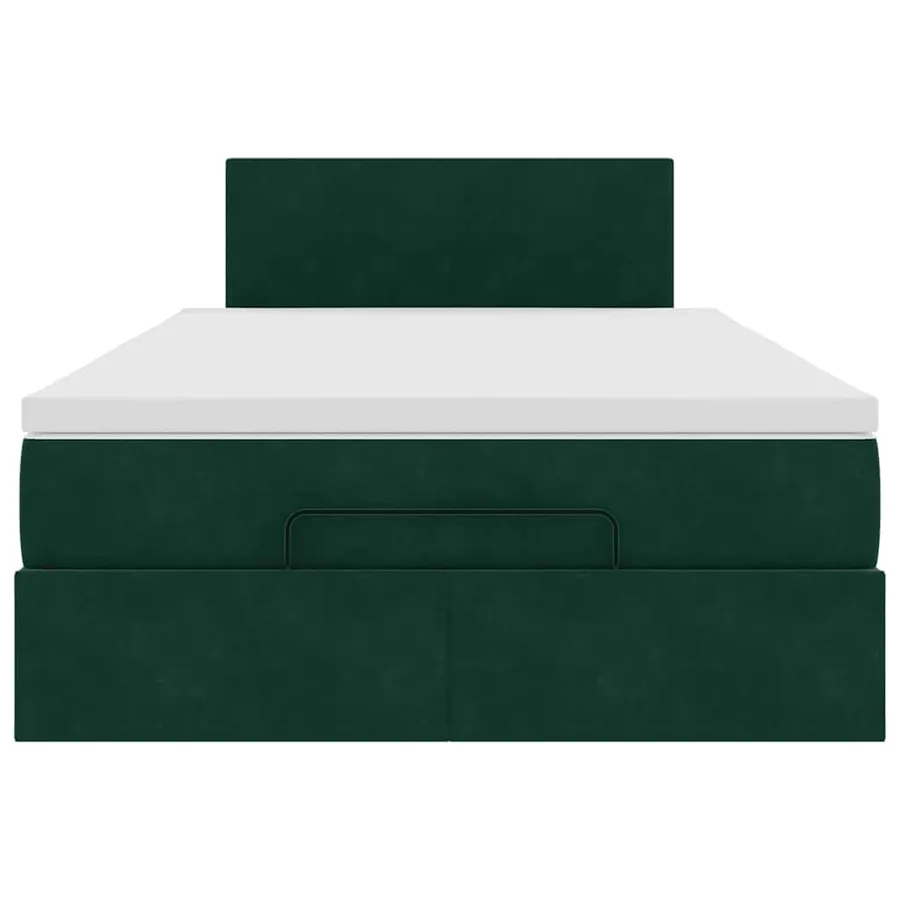 Lit ottoman avec matelas et LED vert foncé 90x200cm velours - 8