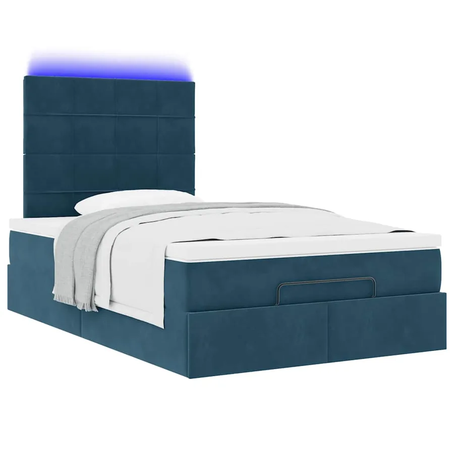 Cadre de lit ottoman avec matelas bleu foncé 120x190 cm velours - 6