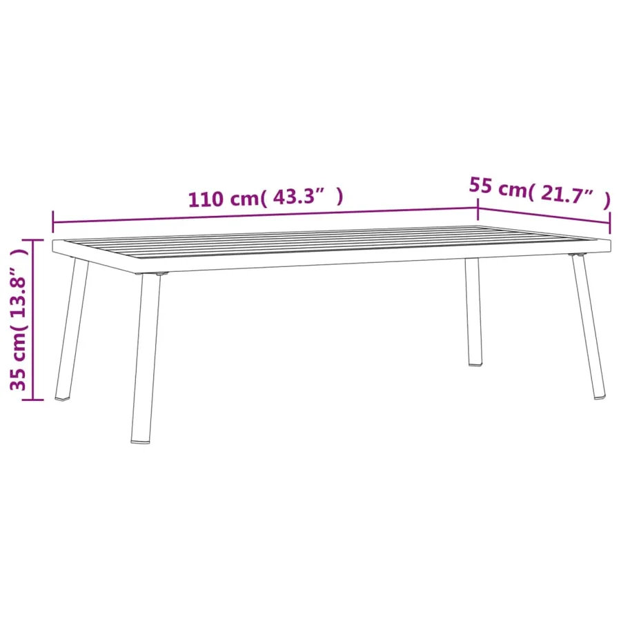 Table basse de jardin anthracite 110x55x35 cm acier - 7
