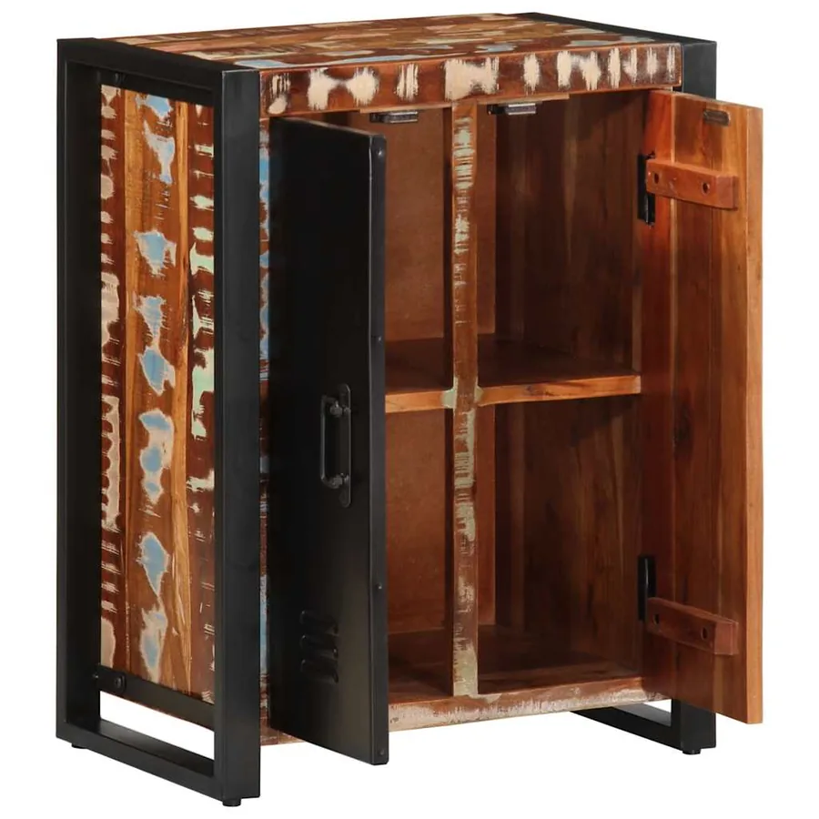 Buffet multicolore 55x35x70 cm bois massif récupération - 5