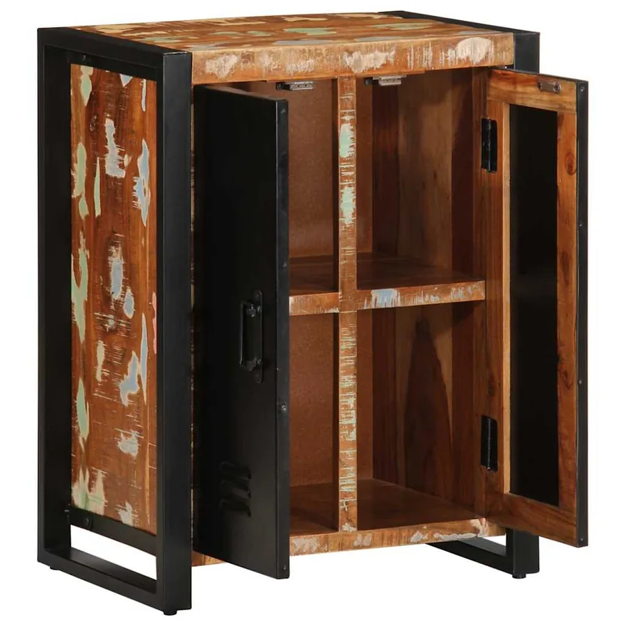 Buffet multicolore 55x35x70 cm bois massif récupération - 5