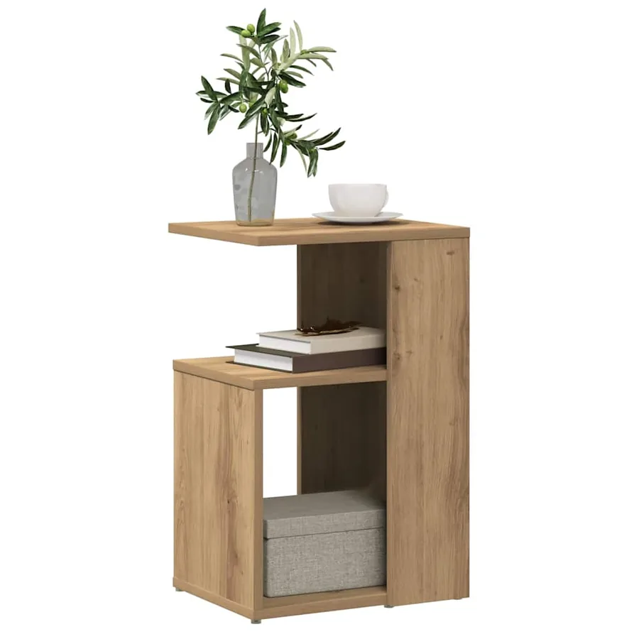 Table d'appoint chêne artisanal 36x30x56 cm bois d'ingénierie - 3