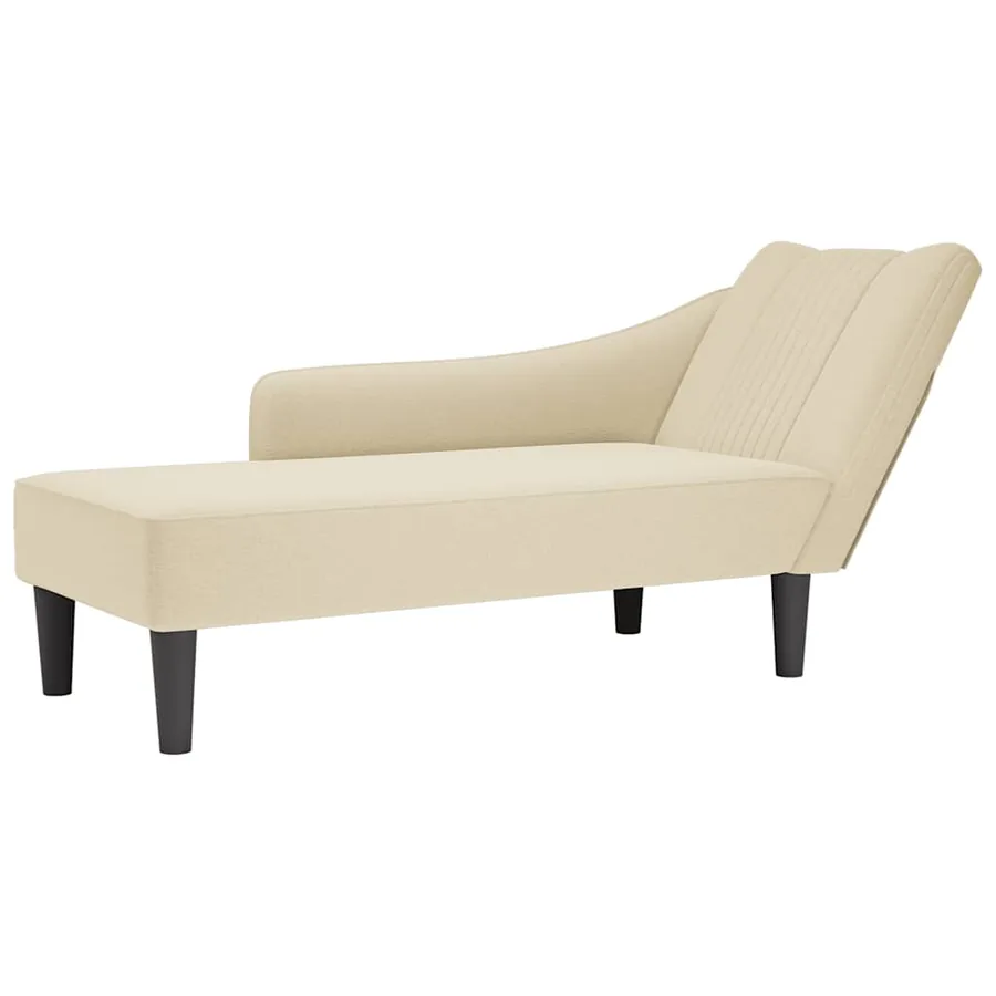 Fauteuil long avec accoudoir droit crème tissu