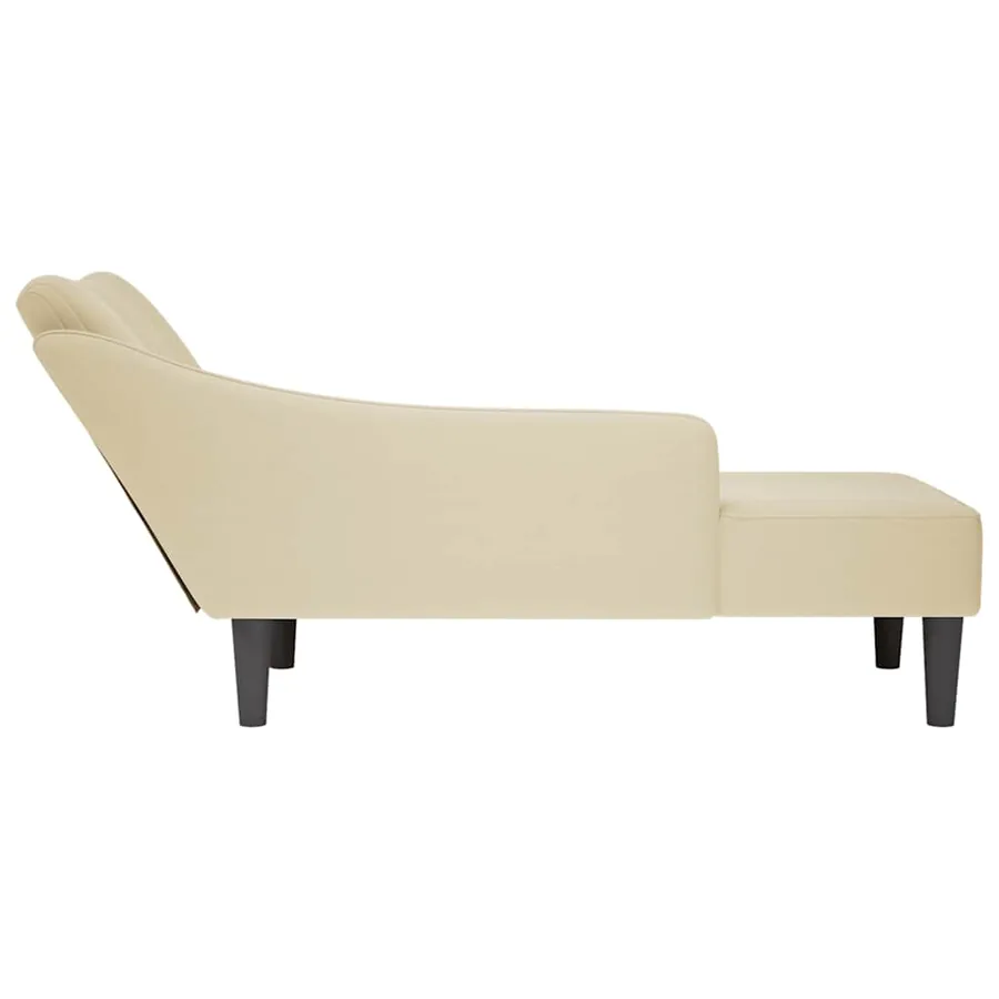 Fauteuil long avec accoudoir droit crème tissu - 5