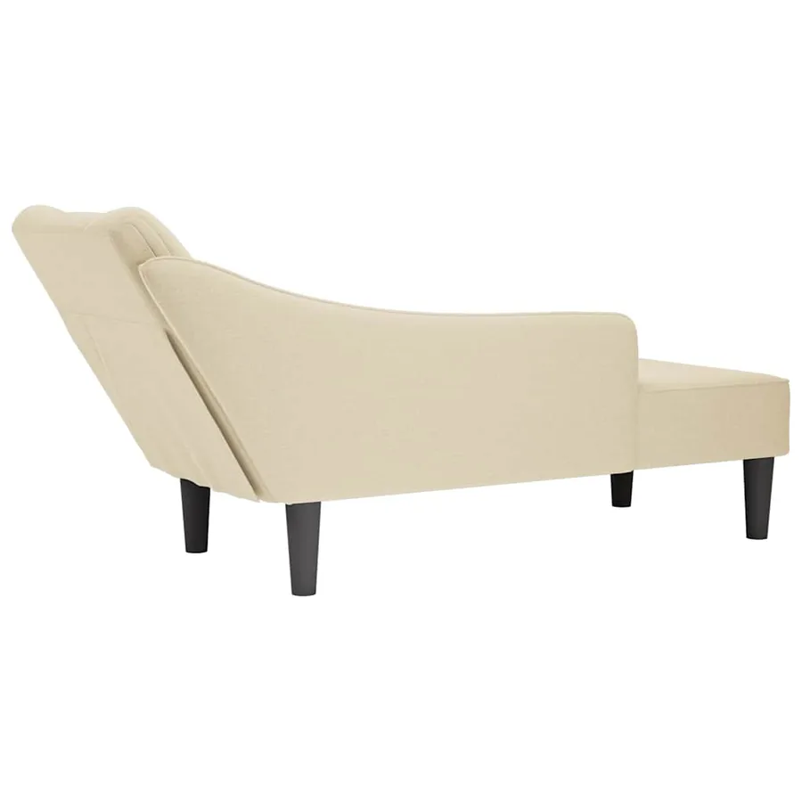 Fauteuil long avec accoudoir droit crème tissu - 6