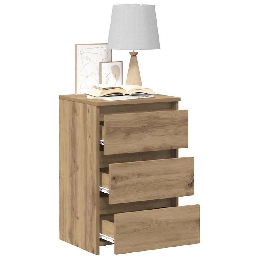 Tables de chevet 2 pcs chêne artisanal bois d'ingénierie - 3