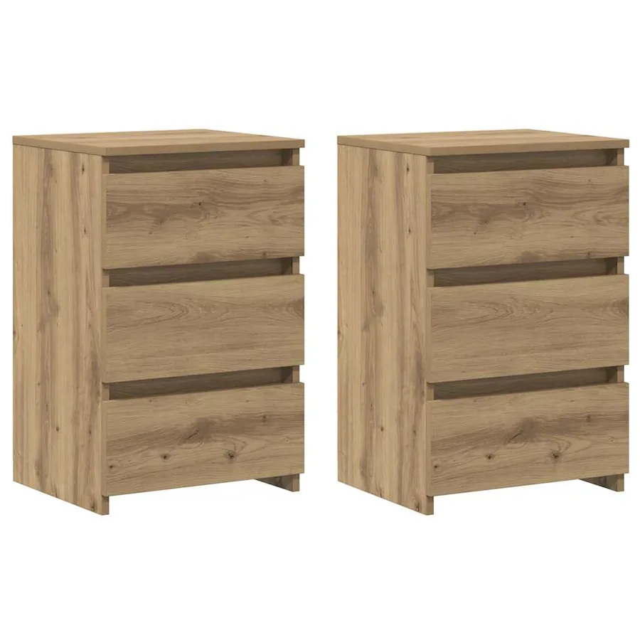 Tables de chevet 2 pcs chêne artisanal bois d'ingénierie - 5