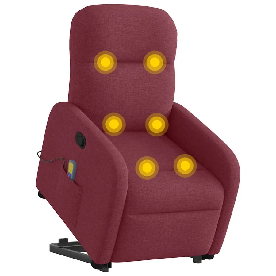 Fauteuil inclinable de massage Rouge bordeaux Tissu - 3