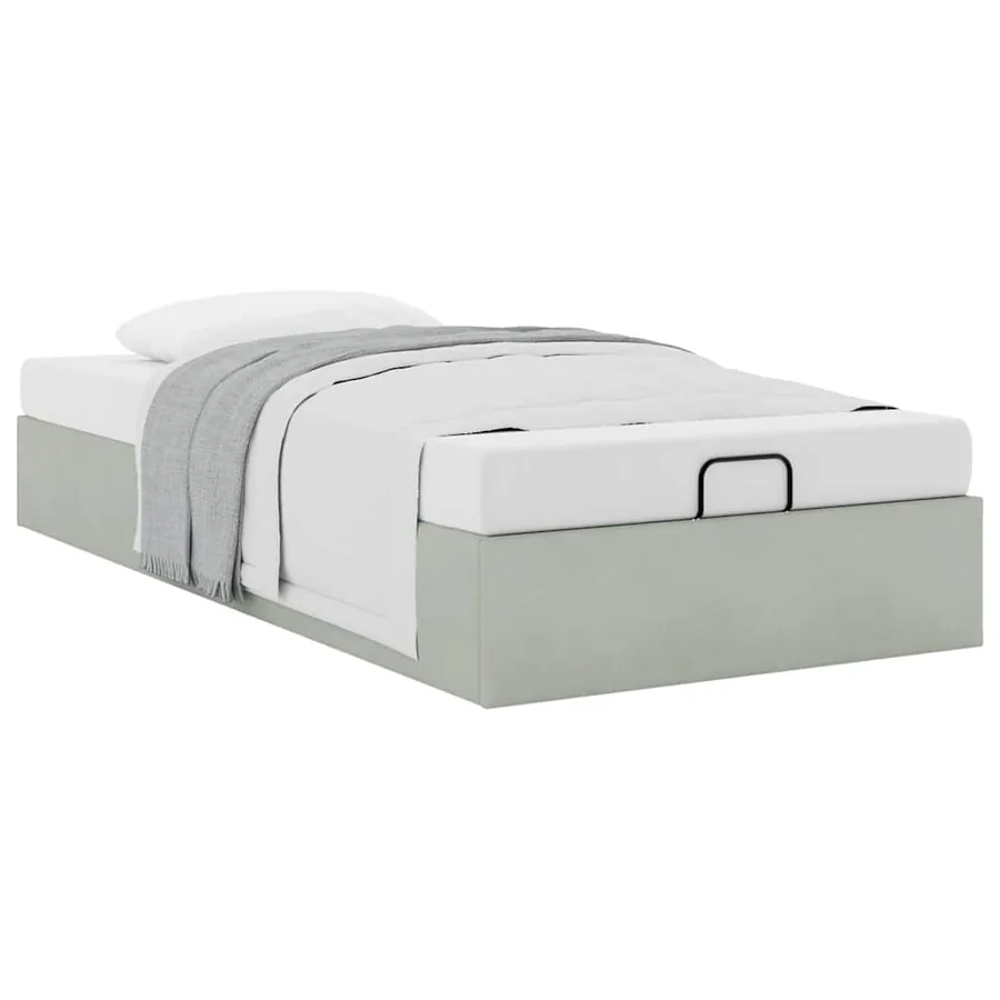 Cadre de lit ottoman sans matelas gris clair 90x200 cm velours - 5