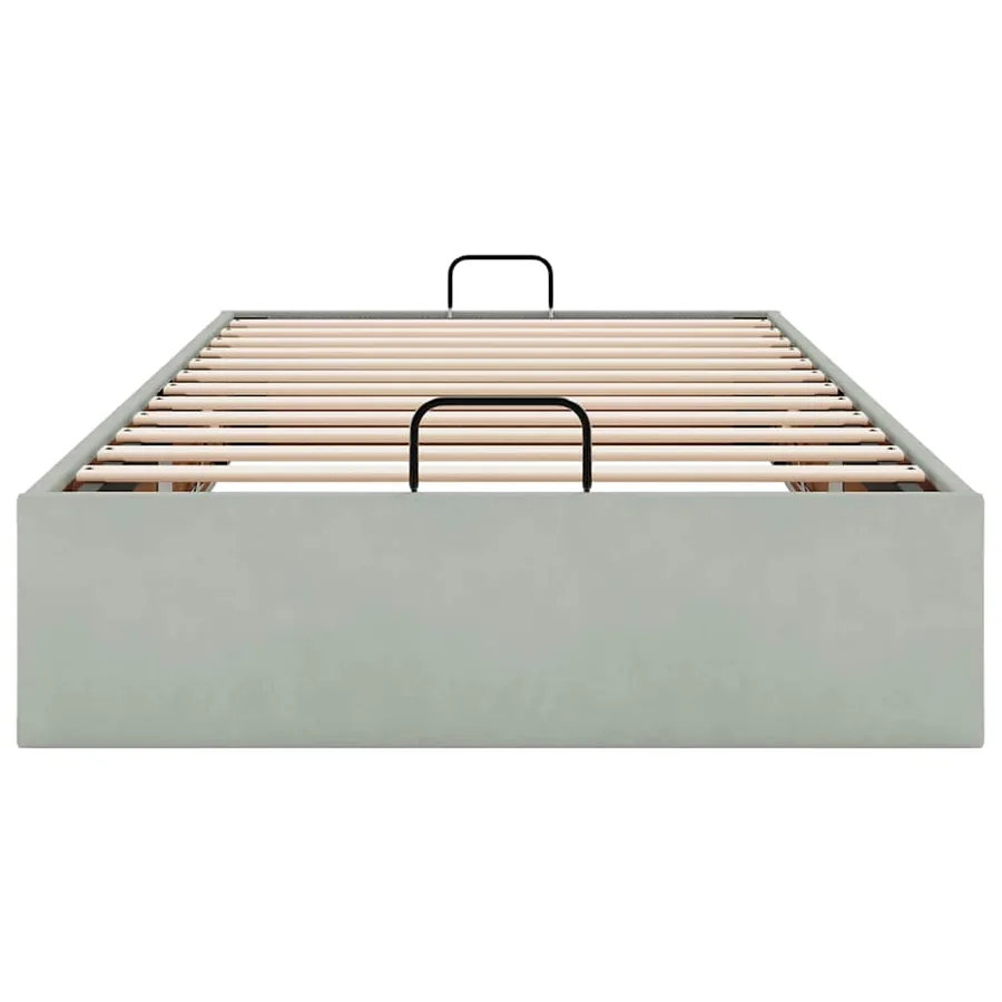 Cadre de lit ottoman sans matelas gris clair 90x200 cm velours - 7