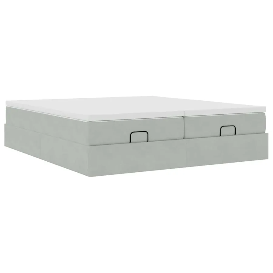 Cadre de lit ottoman et matelas gris clair 180x200cm velours - 5