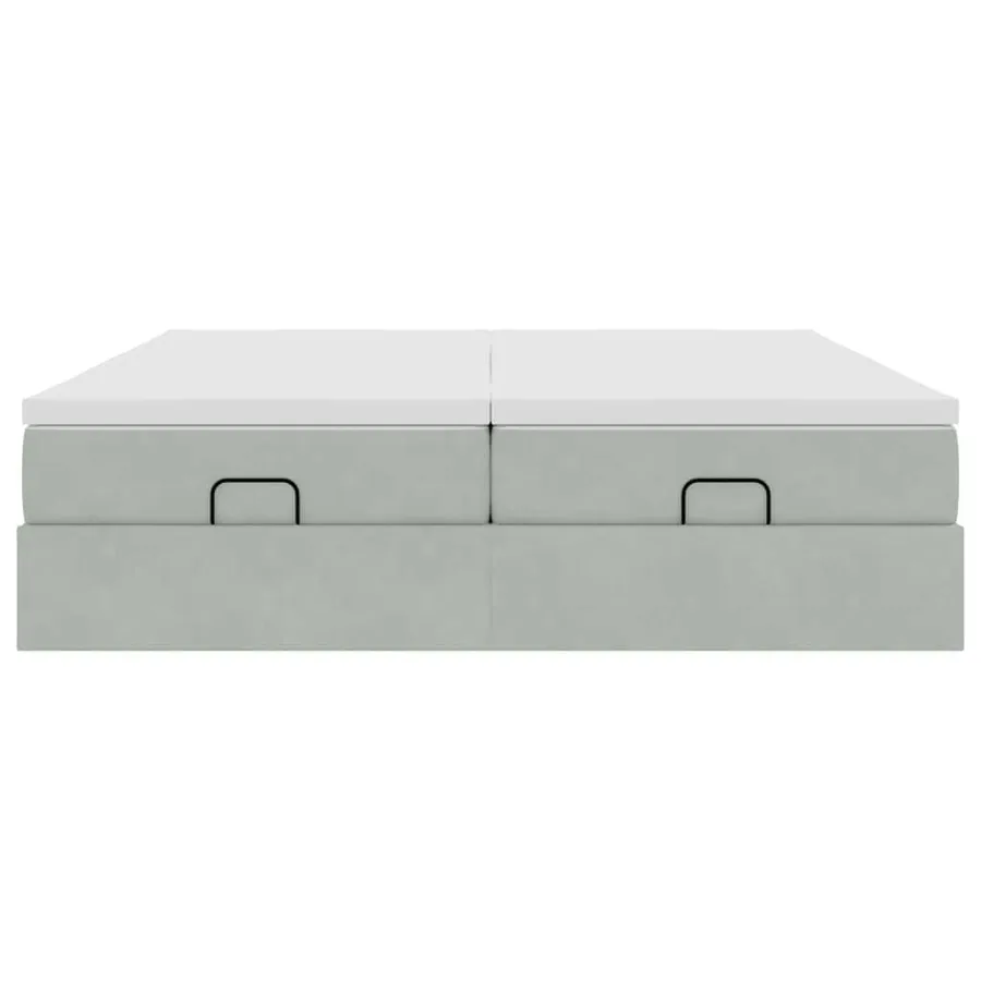 Cadre de lit ottoman et matelas gris clair 180x200cm velours - 6