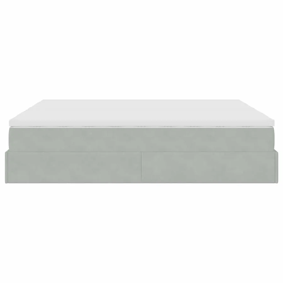 Cadre de lit ottoman et matelas gris clair 180x200cm velours - 8