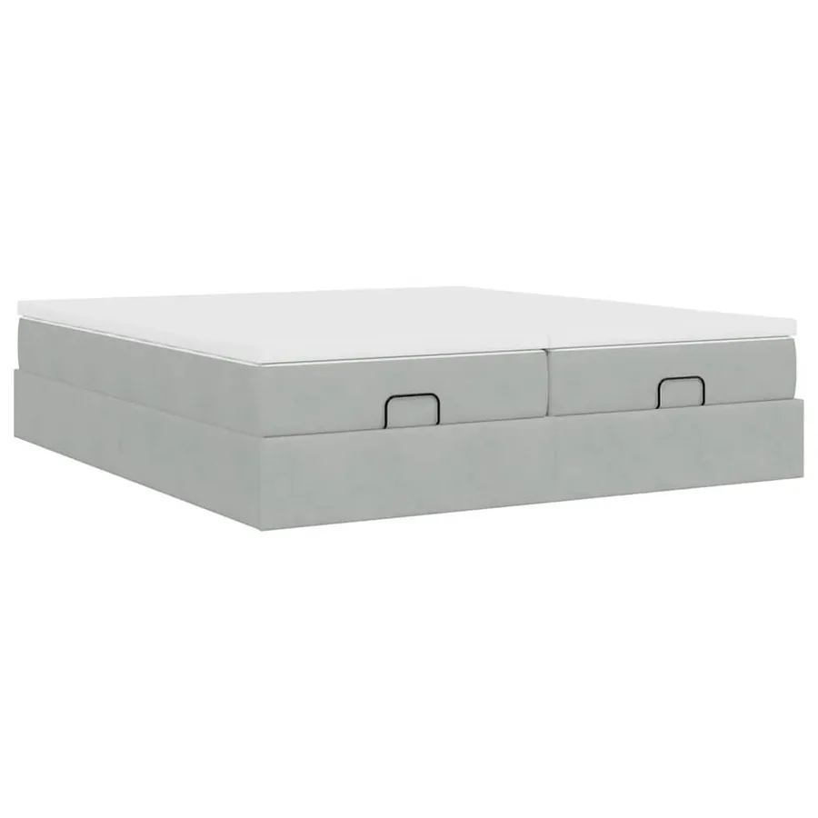 Cadre de lit ottoman et matelas gris clair 180x200cm velours - 9