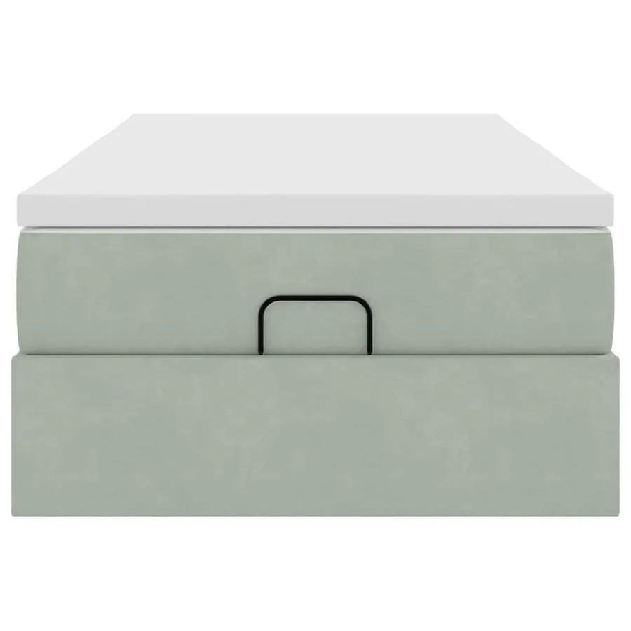 Cadre de lit ottoman et matelas gris clair 90x200 cm velours - 7