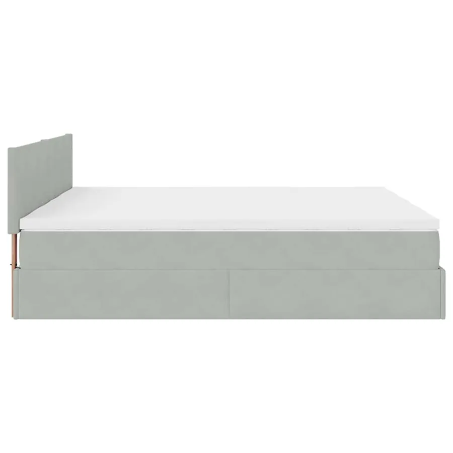 Cadre de lit ottoman et matelas gris clair 180x200cm velours - 11