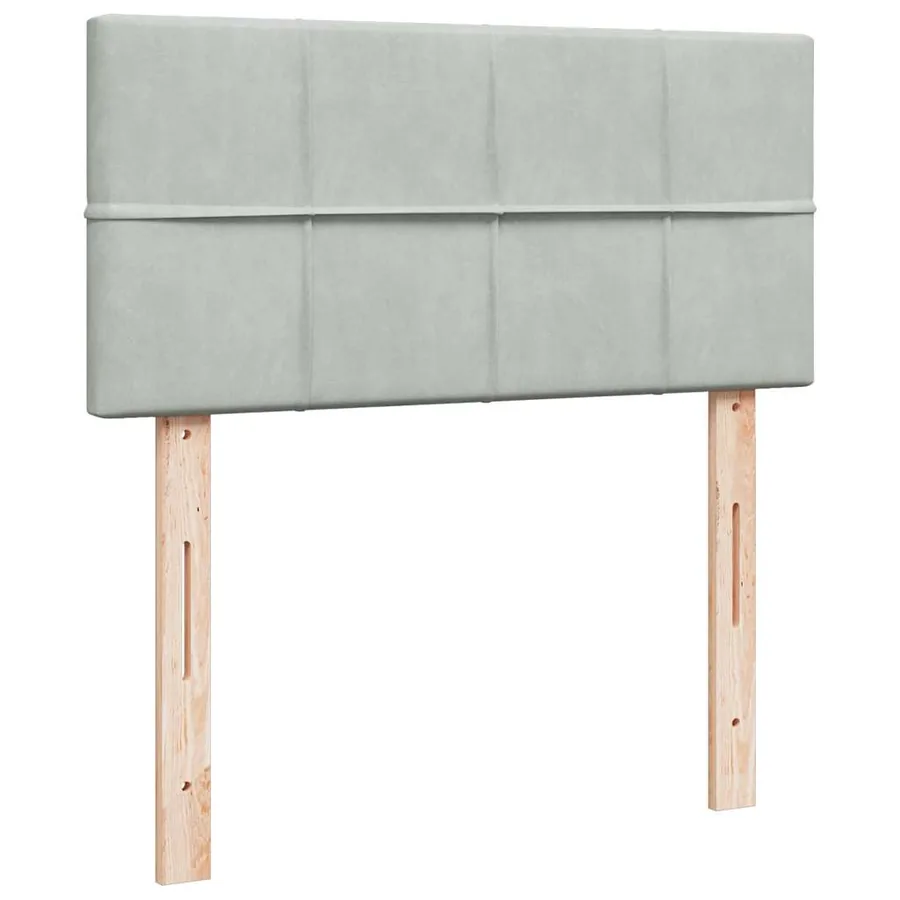 Cadre de lit ottoman et matelas gris clair 90x200 cm velours - 9
