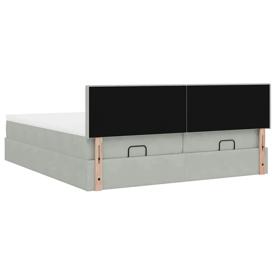 Cadre de lit ottoman et matelas gris clair 180x200cm velours - 11