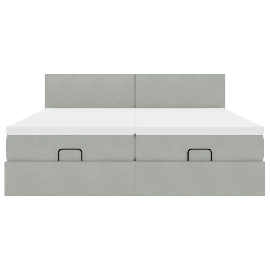 Cadre de lit ottoman et matelas gris clair 180x200cm velours - 7
