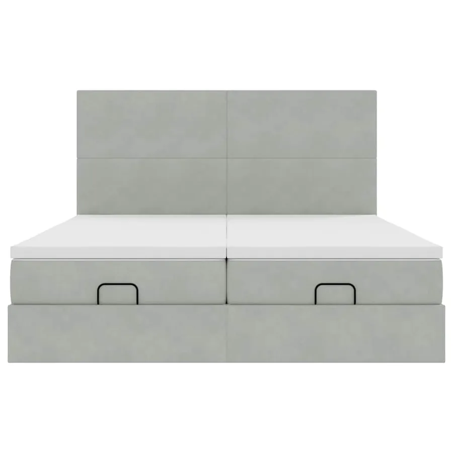 Cadre de lit ottoman et matelas gris clair 180x200cm velours - 7