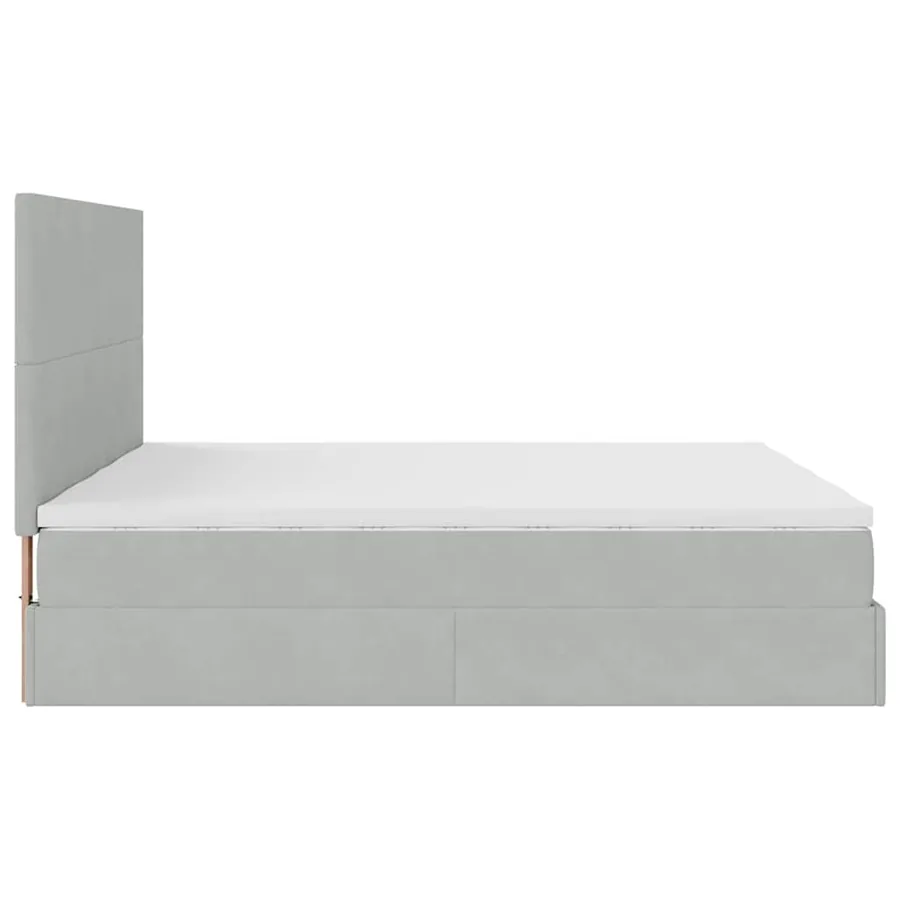 Cadre de lit ottoman et matelas gris clair 180x200cm velours - 8